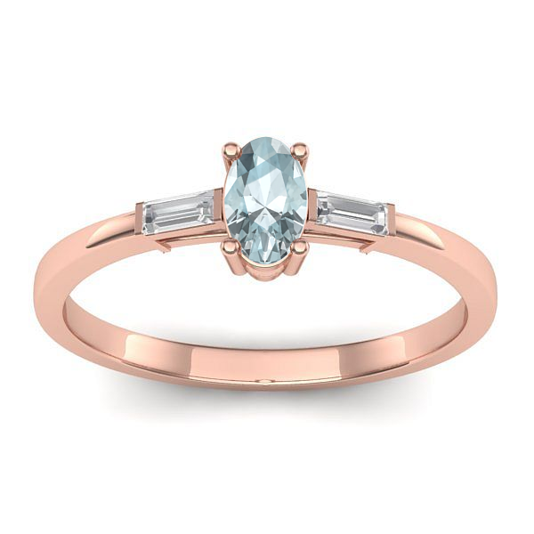 Inel logodna cu aquamarin oval
