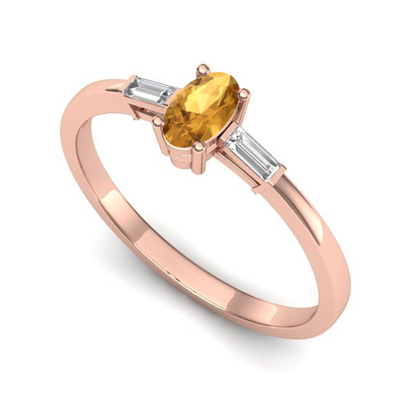 Inel logodna din aur roz cu citrin