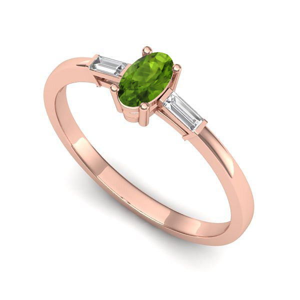 Inel logodna din aur roz cu peridot