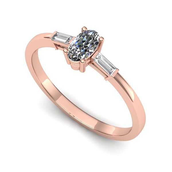 Inel logodna din aur roz cu safir alb