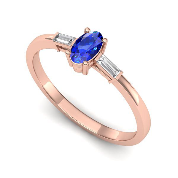 Inel din aur roz cu safir