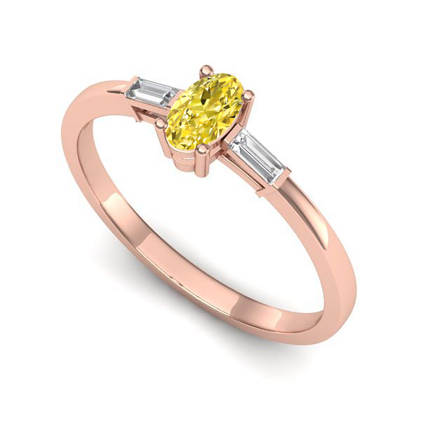 Inel de logodna din aur roz cu safir galben