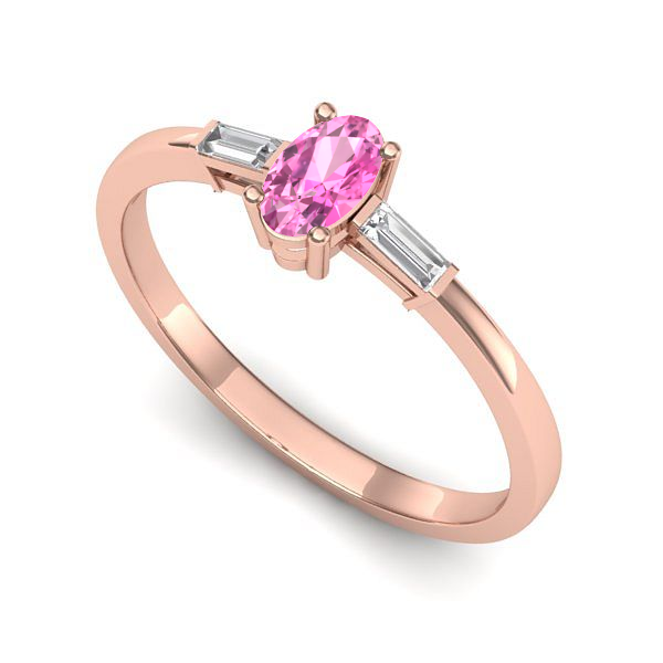 Inel logodna din aur roz cu safir roz