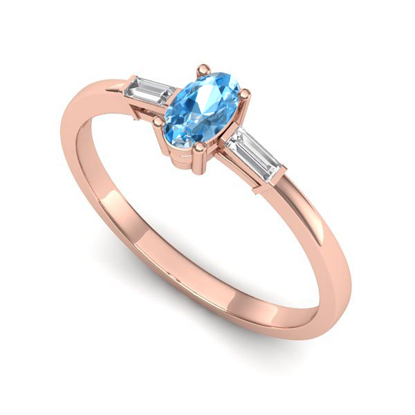 Inel de logodna din aur roz cu topaz blue