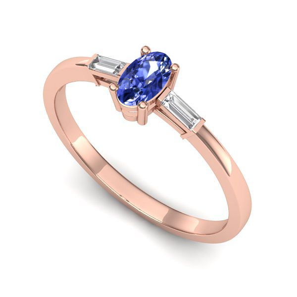 Inel logodna din aur roz cu tanzanit