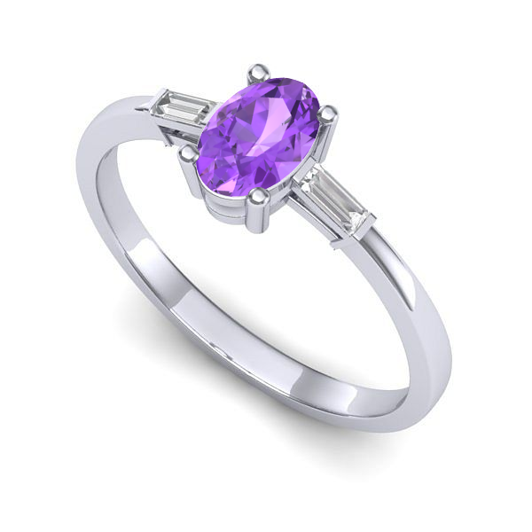 Inel logodna din aur alb cu ametist