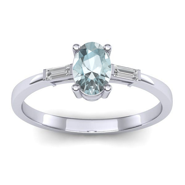 Inel logodna cu aquamarin oval