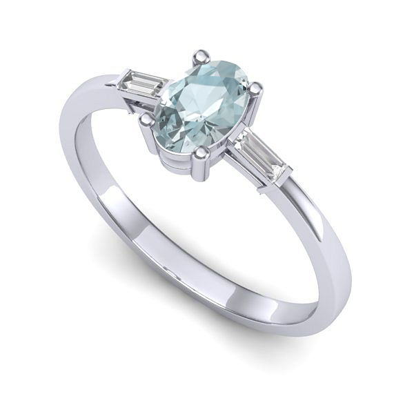 Inel de logodna din aur alb cu aquamarin