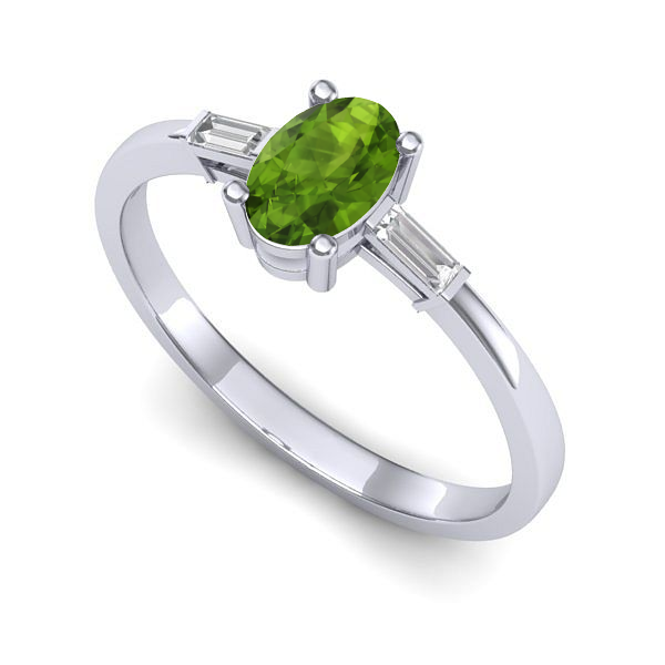 Inel de logodna din aur alb cu peridot