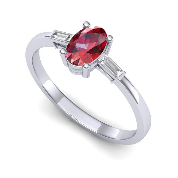 Inel de logodna din aur alb cu rubin