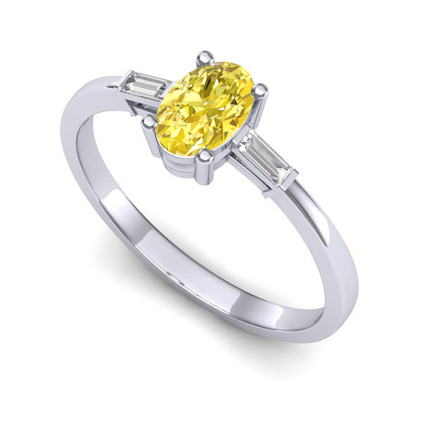 Inel din aur alb cu safir galben