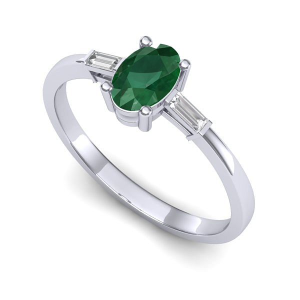 Inel de logodna din aur alb cu smarald