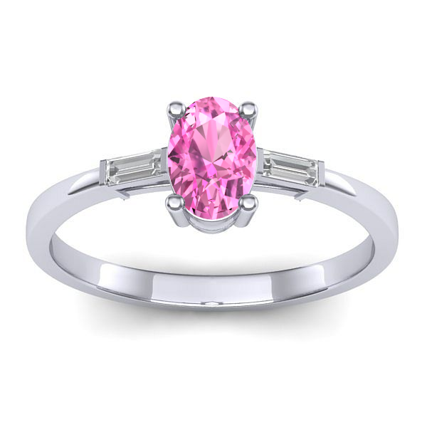 Inel cu safir roz oval