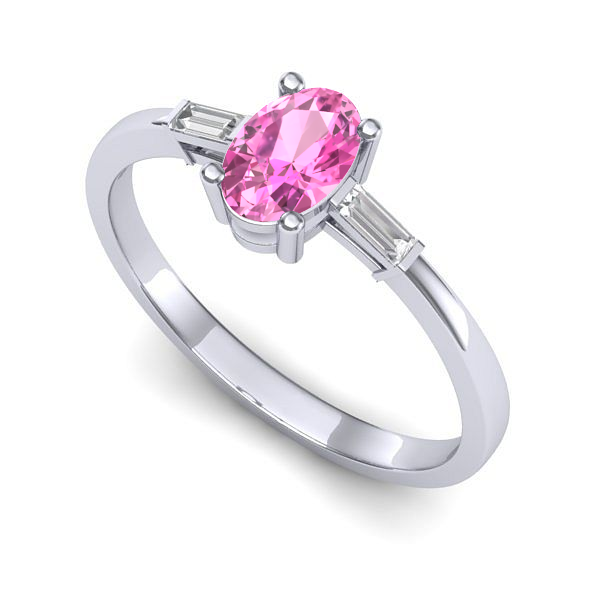 Inel din aur alb cu safir roz