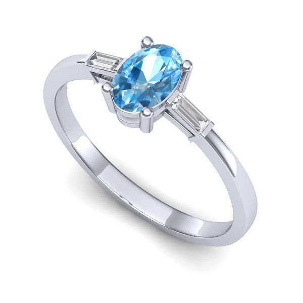 Inel de logodna din aur alb cu topaz blue