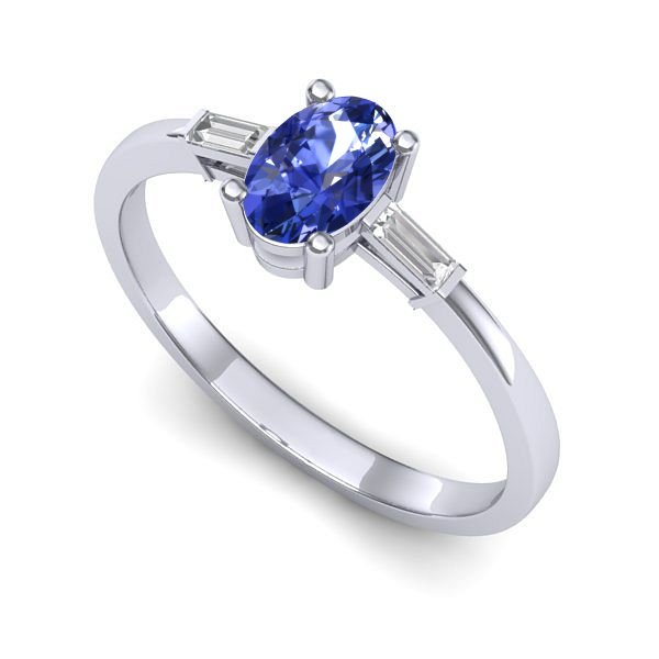 Inel logodna din aur alb cu tanzanit
