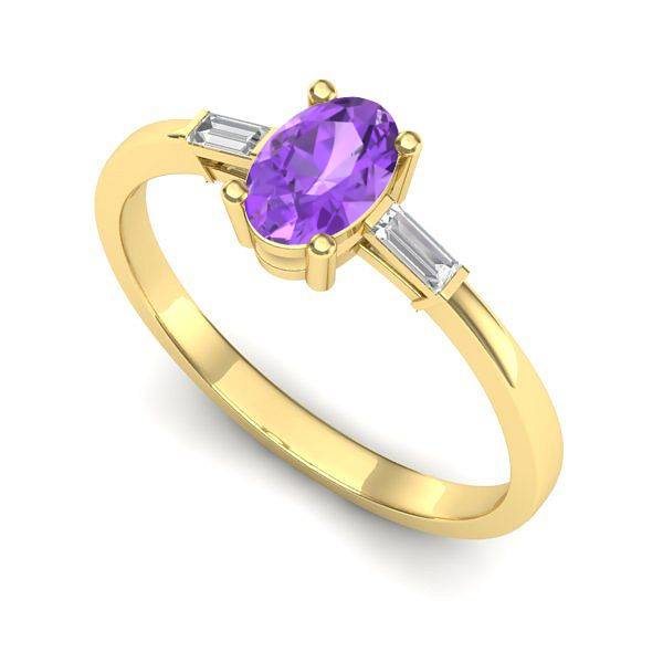 Inel de logodna din aur galben cu ametist