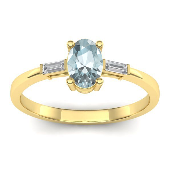 Inel cu aquamarin oval