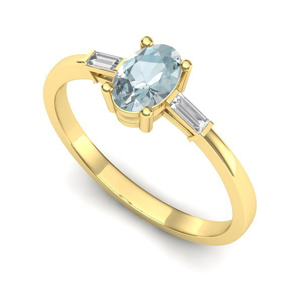 Inel din aur galben cu aquamarin
