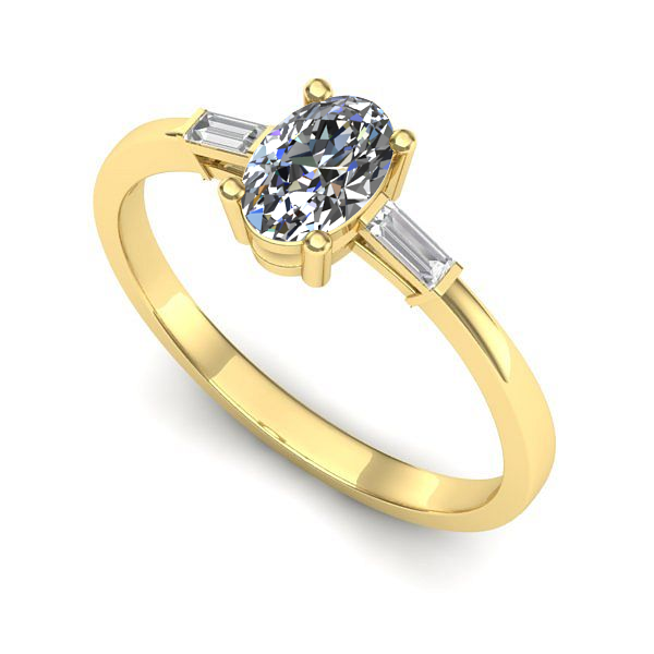 Inel din aur galben cu safir alb