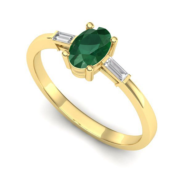 Inel de logodna din aur galben cu smarald
