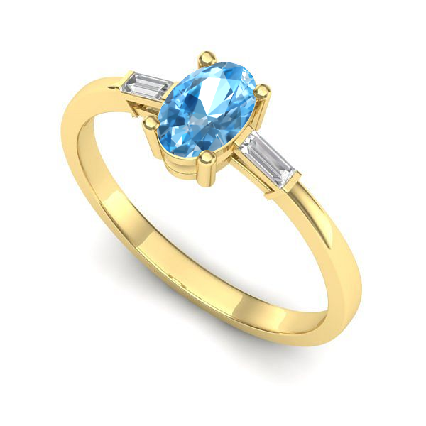 Inel de logodna din aur galben cu topaz blue