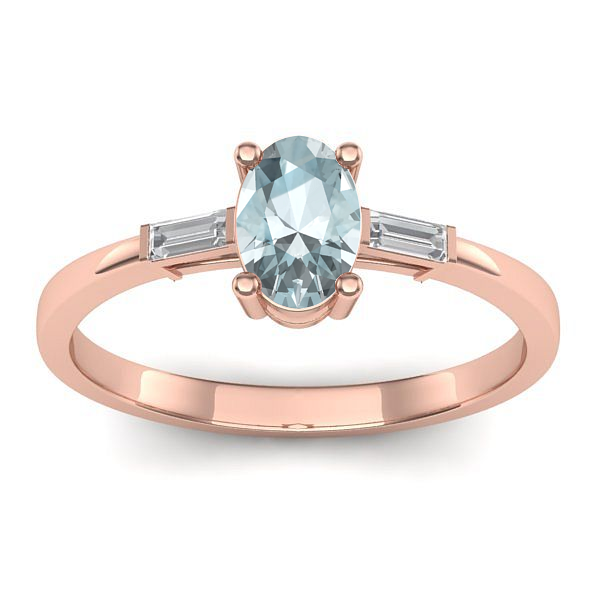 Inel cu aquamarin oval