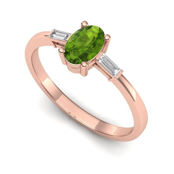 Inel logodna din aur roz cu peridot