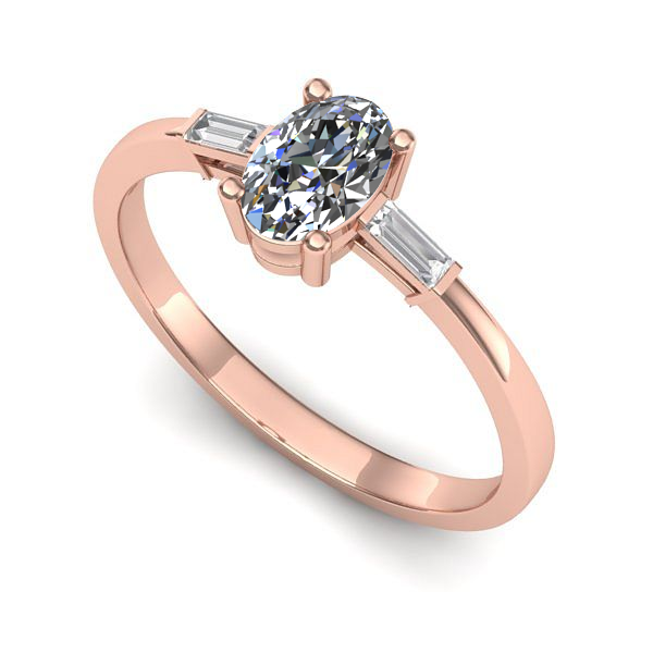 Inel logodna din aur roz cu safir alb