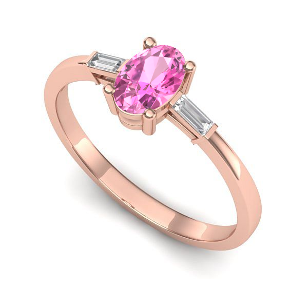 Inel logodna din aur roz cu safir roz