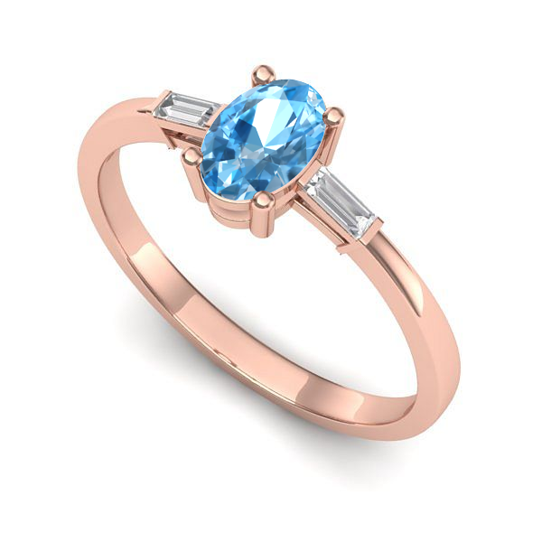 Inel din aur roz cu topaz blue