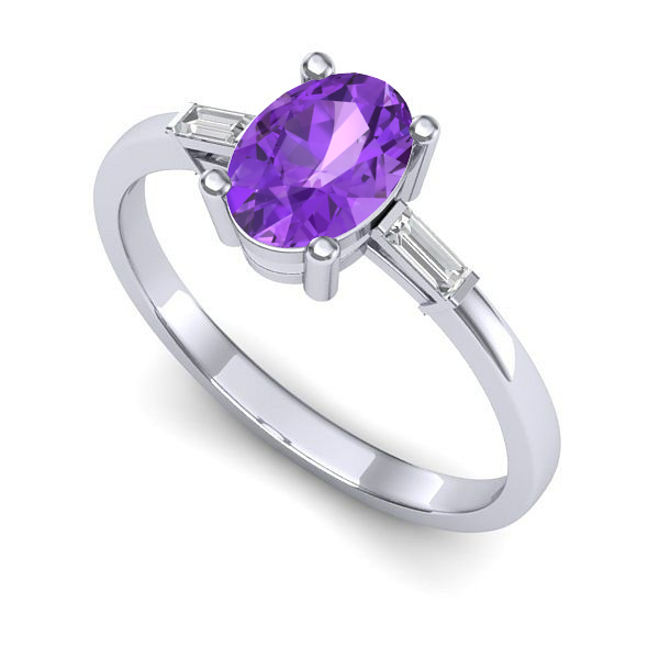Inel logodna din aur alb cu ametist