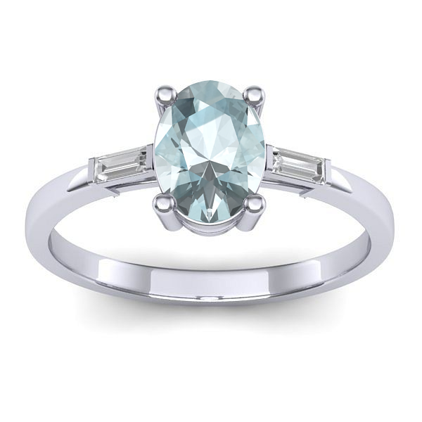 Inel cu aquamarin oval