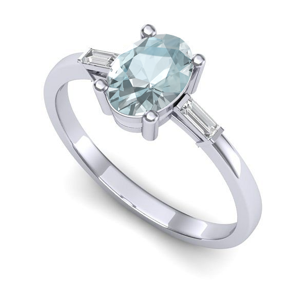 Inel de logodna din aur alb cu aquamarin