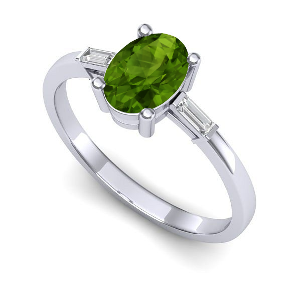 Inel din aur alb cu peridot