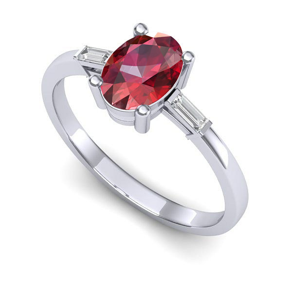 Inel logodna din aur alb cu rubin
