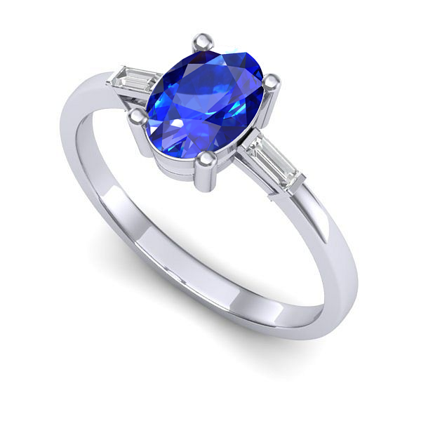 Inel din aur alb cu safir