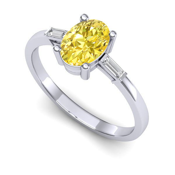 Inel din aur alb cu safir galben