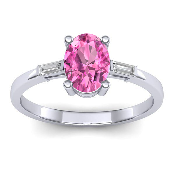 Inel cu safir roz oval