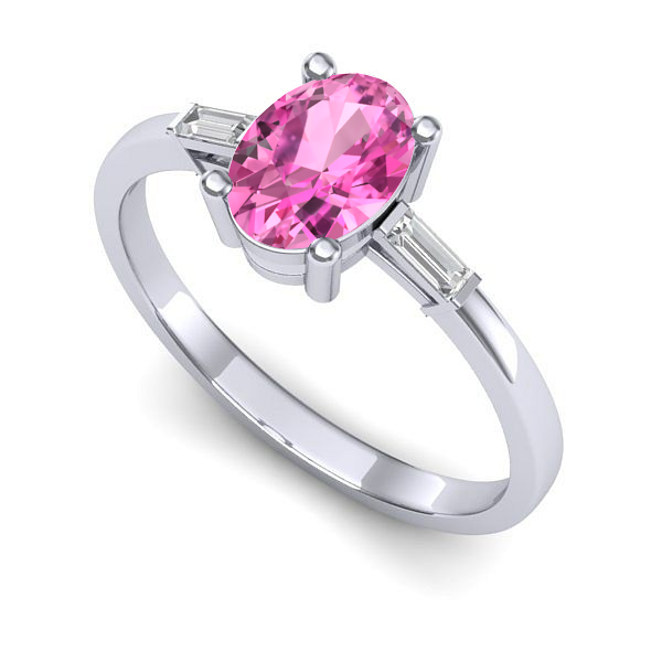 Inel de logodna din aur alb cu safir roz