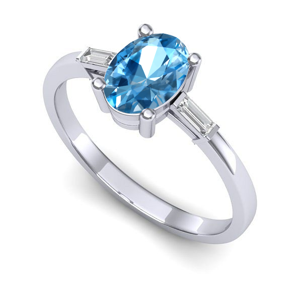 Inel de logodna din aur alb cu topaz blue