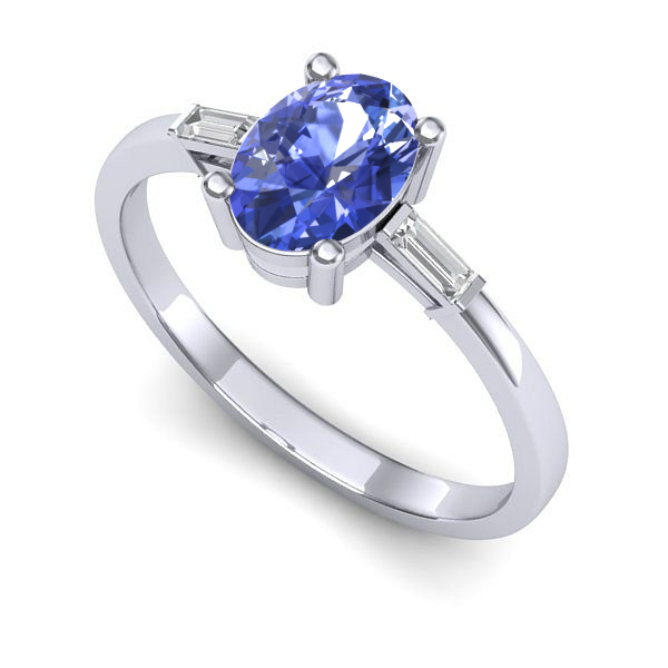 Inel logodna din aur alb cu tanzanit