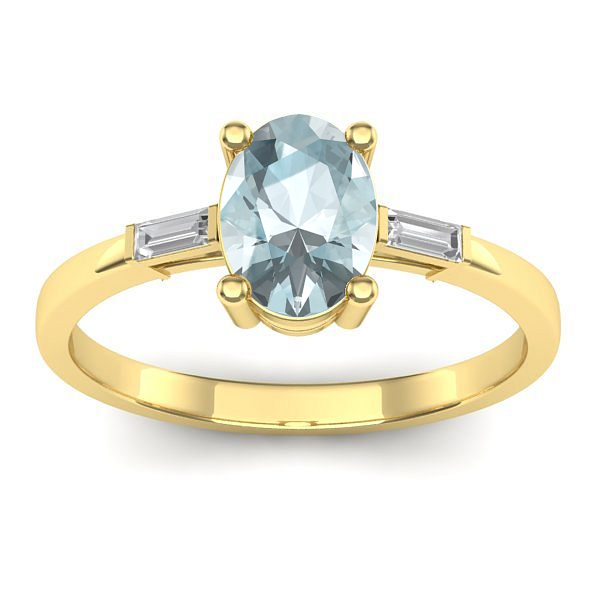 Inel de logodna cu aquamarin oval