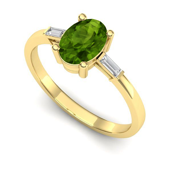 Inel logodna din aur galben cu peridot