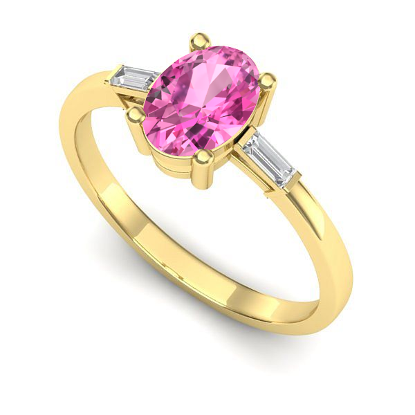 Inel din aur galben cu safir roz