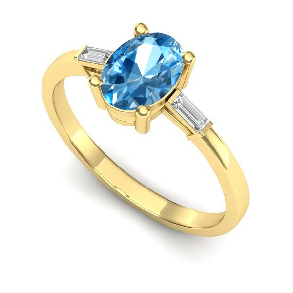 Inel logodna din aur galben cu topaz blue