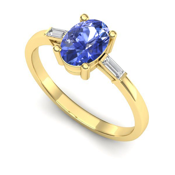 Inel de logodna din aur galben cu tanzanit