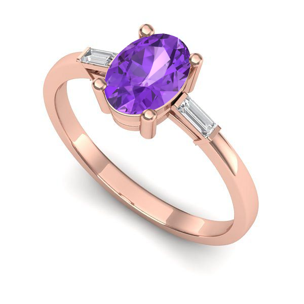 Inel din aur roz cu ametist