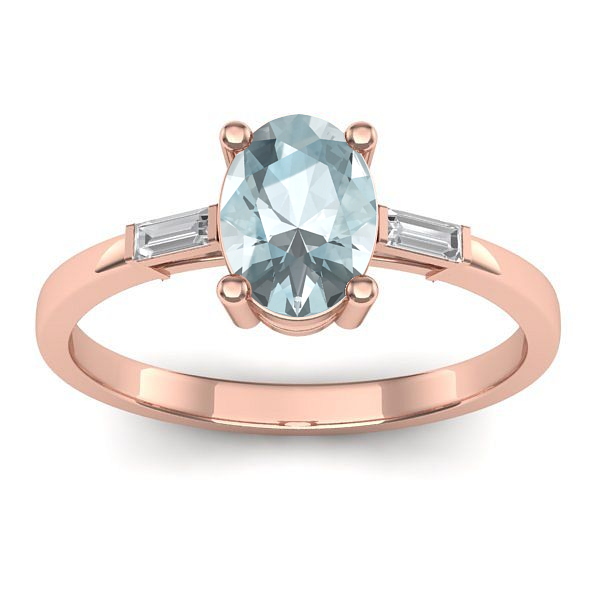 Inel de logodna cu aquamarin oval