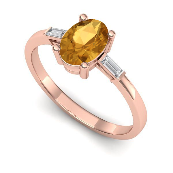 Inel din aur roz cu citrin